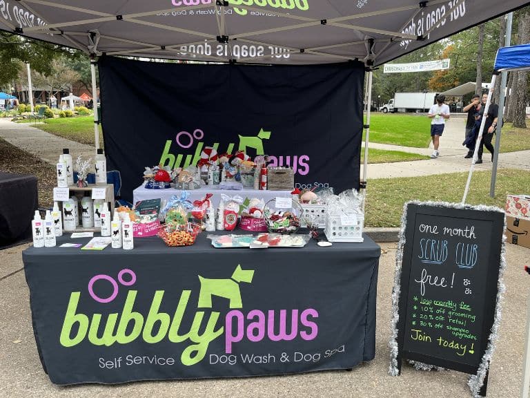 A Bubbly Paws self-service dog wash and dog spa booth